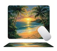 Tappetino Mouse 250 x 200 x 3mm, Spiaggia Alberi cocco Mouse pad Piccolo, Mousepad per Gioco ad Alta Precisione, Resistente All'Acqua, con Base in Gomma Antiscivolo, per Lavoro Ufficio a Casa s0z-123
