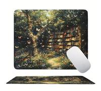 Tappetino Mouse 250 x 200 x 3mm, Verde Libreria Mouse pad Piccolo, Mousepad per Gioco ad Alta Precisione, Impermeabile e Facile da Pulire, con Base in Gomma Antiscivolo, Lavoro Ufficio Casa s0z-56