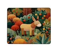 Tappetino Mouse 25X30CM, Autumn Donkey, Colorful Nature Illustration with Trees And Plants, Mousepad Facile da Pulire Tappetino Scrivania Uso Prolungato Mouse Pad per Ufficio Laptop Computer