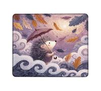 Tappetino Mouse 25X30CM, Autumn Hedgehog, Cute Brown Animal with Umbrella Design, Fall Colors Mousepad Facile da Pulire Tappetino Scrivania Confortevole Mouse Pad per Ufficio Scrivania Computer