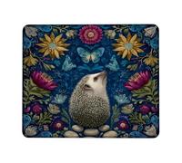 Tappetino Mouse 25X30CM, Hedgehog Flower Elegance, Dark Blue Botanical Inspired Design, Mouse Pad Uso Prolungato Tappetino Scrivania Facile da Pulire Mousepad per Ufficio Computer Scrivania