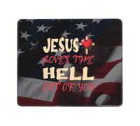 Tappetino Mouse 25X30CM, Jesus Loves The Hell out of You Mousepad Facile da Pulire Mouse Pad Uso Prolungato Tappetino Scrivania per Laptop Scrivania Ufficio