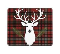 Tappetino Mouse 25X30CM, Merry Christmas Reindeer Tartan Checkered Plaid Xmas Mouse Pad Confortevole Tappetino Scrivania Durevole Mousepad per Ufficio Scrivania Computer