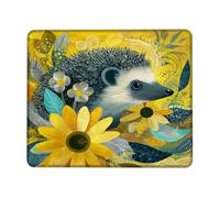 Tappetino Mouse 25X30CM, Spring Hedgehog Flower, Yellow Cute Animal Flowers Mouse Pad Facile da Pulire Tappetino Scrivania Confortevole Mousepad per Computer Laptop Scrivania