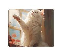 Tappetino Mouse 25X30CM, White Cat By The Window Mouse Pad Uso Prolungato Tappetino Scrivania Durevole Mousepad per Ufficio Computer Scrivania