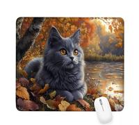 Tappetino Mouse 260x210x3mm, Tappetino Mouse grigio Piccolo con Motivo, Impermeabile e Antiscivolo Tastiera da Gaming Mousepad, gatto Tappeto Scrivania con Bordo Cucito per Ufficio Accessori J-825