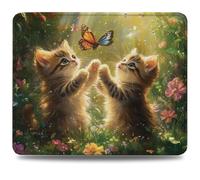 Tappetino Mouse 29x24 cm, Tappetino Scrivania, Bordi Cuciti Anti-Sfilacciamento, Impermeabile e Antiscivolo, Portatile Mouse Pad per PC, MacBook, Laptop Migliora la Precisione, Gatto Farfalla 0d-683