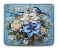Tappetino Mouse 29x24 cm, Tappetino Scrivania, Bordi Cuciti Anti-Sfilacciamento, Impermeabile e Antiscivolo, Portatile Mouse Pad per PC, Laptop Migliora la Precisione e Velocità Blu Fiore (4) 0d-582