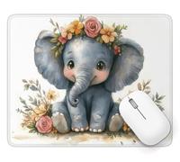 Tappetino Mouse 300 x 250 mm, Elefante Tappetino Mouse Gaming, A-4714 | Fiore Sottomano Scrivania con Base in Gomma Antiscivolo, Impermeabile, Durevole e Facile da Pulire, per Ufficio e Gioco