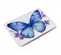 Tappetino Mouse 300x250mm | Superficie in Lycra Ultra-Liscia | Comodo, Antiscivolo e Lavabile | Bordi Cuciti Mouse Pad, Tappetino Scrivania Portatile per Ufficio, Gaming, farfalla, bianco 0o-34