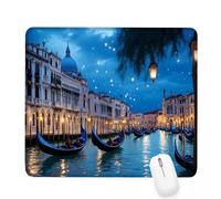 Tappetino Mouse 300x250x3mm, Tappetino Mouse blu Piccolo con Motivo, Impermeabile e Antiscivolo Tastiera da Gaming Mousepad, Venezia Tappeto Scrivania con Bordo Cucito per Ufficio Accessori J-211