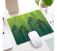 Tappetino Mouse, 320x240x3mm Gaming Mouse Pad,Alberi di pino di campagna nella foresta su Foggy Seem Ombre sullo sfondo Avventura dell,Tappetini Mouse per Computer PC Laptop, Base in Gomma Antiscivolo
