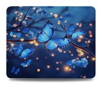 Tappetino Mouse 32x26 cm, Tappetino Scrivania, Bordi Cuciti Anti-Sfilacciamento, Impermeabile e Antiscivolo, Portatile Mouse Pad per PC, Laptop Migliora la Precisione e la Velocità Blu Farfalla 0d-579