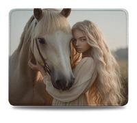 Tappetino Mouse 32x26 cm, Tappetino Scrivania, Bordi Cuciti Anti-Sfilacciamento, Impermeabile e Antiscivolo, Portatile Mouse Pad per PC, MacBook, Laptop Migliora la Precisione Animale Cavallo 0d-150