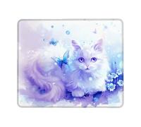 Tappetino Mouse 340 x 280 mm, Tappetino Mouse Gatto Piccolo con Motivo, Base in Gomma Antiscivolo Tappetino per Mouse Farfalla Mousepad Gaming, Tappetino Gaming con Bordo Cucito per Ufficio Gioco J-5
