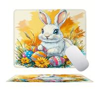 Tappetino Mouse 340 x 280 x 3mm, Coniglio Pasqua Mouse pad Piccolo, Mousepad per Gioco ad Alta Precisione, Resistente All'Acqua, con Base in Gomma Antiscivolo, per Lavoro in Ufficio a Casa s0z-440
