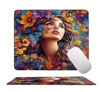 Tappetino Mouse 340 x 280 x 3mm, Fiori Donna Mouse pad Piccolo, Mousepad per Gioco ad Alta Precisione, Impermeabile e Facile da Pulire, con Base in Gomma Antiscivolo, Lavoro Ufficio Casa s0z-370