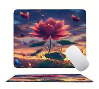 Tappetino Mouse 340 x 280 x 3mm, Rosso Loto Mouse pad Piccolo, Mousepad per Gioco ad Alta Precisione, Impermeabile e Facile da Pulire, con Base in Gomma Antiscivolo, per Lavoro Ufficio a Casa s0z-408