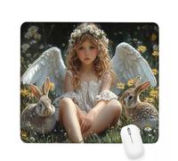 Tappetino Mouse 340x280x3mm, Tappetino Mouse nero Piccolo con Motivo, Impermeabile e Antiscivolo Tastiera da Gaming Mousepad, Angelo Tappeto Scrivania con Bordo Cucito per Ufficio Accessori J-762