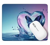 Tappetino Mouse 360 x 300 mm, Tappetino Mouse Amore Piccolo con Motivo, Base in Gomma Antiscivolo Tastiera da Gaming Mousepad Farfalla, Tappeto Scrivania con Bordo Cucito per Ufficio Accessori p1j-918