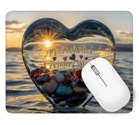 Tappetino Mouse 360 x 300 mm, Tappetino Mouse Amore Piccolo con Motivo, Base in Gomma Antiscivolo Tastiera da Gaming Mousepad Spiaggia, Tappeto Scrivania con Bordo Cucito per Ufficio Accessori p1j-53