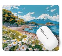 Tappetino Mouse 360 x 300 mm, Tappetino Mouse Monte Fuji Piccolo con Motivo, Base in Gomma Antiscivolo Tastiera Gaming Mousepad Fiore, Tappeto Scrivania con Bordo Cucito per Ufficio Accessori p1j-324