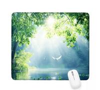 Tappetino Mouse 360x300x3mm, Tappetino Mouse verde Piccolo con Motivo, Impermeabile e Antiscivolo Tastiera da Gaming Mousepad, lago Tappeto Scrivania con Bordo Cucito per Ufficio Accessori J-551