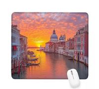 Tappetino Mouse 400x300x3mm,Tappetino Mouse arancione Piccolo con Motivo,Impermeabile e Antiscivolo Tastiera da Gaming Mousepad,Venezia Tappeto Scrivania con Bordo Cucito per Ufficio Accessori J-525