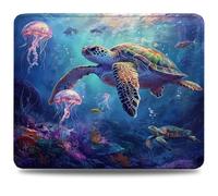 Tappetino Mouse 42x35 cm, Tappetino Scrivania, Bordi Cuciti Anti-Sfilacciamento, Impermeabile e Antiscivolo, Portatile Mouse Pad per PC, Laptop Migliora la Precisione Blu Tartarughe marine (3) 0d-572