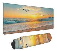 Tappetino Mouse 700x300x3mm Mouse Pad gabbiani Mousepad, e-217 | Tappetino Gaming tramonto Esteso Desk Mat con Bordi Cuciti, Accessori Gaming, Migliora la Precisione e la Velocità