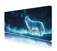 Tappetino Mouse 800x400 mm, Tappetino Mouse Gaming Blu, Mousepad Lupo con Base in Gomma Antiscivolo, Superficie Speciale, Migliorare la Precisione e la Velocità, per Computer, PC, Laptop, Regalo, -962