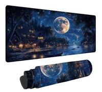 Tappetino Mouse 900x400x3mm Multifunzione Mouse Pad Luna Mousepad, e-848 | Tappetino Gaming piccola città Esteso Desk Mat con Bordi Cuciti, Accessori Gaming, Migliora la Precisione e la Velocità