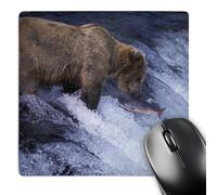 Tappetino Mouse, Alaska Katmai NP Brooks Falls Brown Bear Paul Souders Pratica Tappetino per Mouse Antisfilacciamento Gaming Pad per Pc Laptop Gamers 25X30cm
