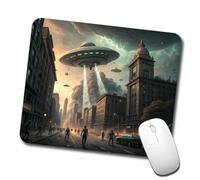 Tappetino Mouse, Alien Martian Invasion Destruction of Earth Sci-Fi Lavabile Tappetini per Il Mouse Bordi Cuciti Mousepad per Ufficio Gamers Laptop 25X30cm
