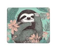 Tappetino Mouse Animal Sloth Mint Green 25X30Cm Base in Gomma Tappetino per Mouse Bordo Cucito Mousemat per Lavoro Computer