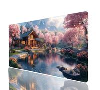Tappetino Mouse Architettura giapponese Tappetino Mouse xxl 140x60x0.3cm, Mousepad Fiori di ciliegio Cucire i Bordi Migliorare la Precisione e la Velocità, per Laptop Tastiera Pc Portatile JXL-0653