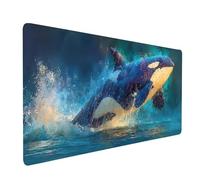 Tappetino Mouse Astratto Impermeabile Tappetino Scrivania 100 x 50 x 0.3 CM Orca assassina Mousepad Bordi Cuciti Migliorare la Precisione e la Velocità, Decorare Sottomano Scrivania, Regalo model-4959