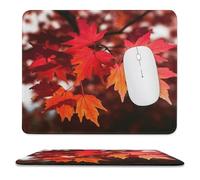 Tappetino Mouse, Autumn Fall Red Maple Leaves Printed Personalizzato Tappetini per Il Mouse Antisfilacciamento Mousepad per Ufficio Laptop Gamers 25X30cm