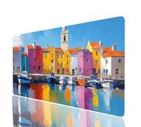 Tappetino Mouse Barca Tappetino Mouse xxl 1000x500x3mm, Mousepad Piccola città Cucire i Bordi Migliorare la Precisione e la Velocità, Mousepad per Scrivania Gaming Tastiera Pc Portatile JXL-3239