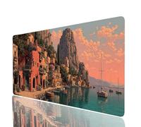Tappetino Mouse Barca Tappetino Mouse xxl 700x300x3mm, Mousepad Piccola città Cucire i Bordi Migliorare la Precisione e la Velocità, Mousepad per Scrivania Gaming Tastiera Pc Portatile Model-7262