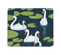 Tappetino Mouse, Beautiful White Swans On The Lake Base in Gomma Tappetino per Il Mouse da Gioco Antisfilacciamento Tappetino da Gaming per Ufficio Gamers Pc 25X30cm