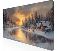 Tappetino Mouse Bianco Scena Di Neve Mouse Pad XXL 60x30 cm con Cuciture sui Bordi, Accessori Scrivania Ufficio, Tappetino Gaming con Base in Gomma Antiscivolo, Mousepad Tastiera per Gaming -z1c09S7