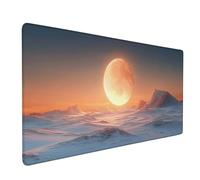 Tappetino Mouse Bianco Tappetino Mouse XXL 600 x 300 mm, Mousepad Luna Sottomano Scrivania con Base in Gomma Antiscivolo, Impermeabile Tappeto Scrivania con Bordi Cuciti per Computer, PC -bby250921