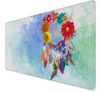 Tappetino Mouse Bianco,Tappetino Mouse XXL 800 x 400mm,Impermeabile Cacciatore sogni Mousepad con Base in Gomma Antiscivolo e Bordi Cuciti Design,Accessori Scrivania per Giocatore/Ufficio/Casa F1-337