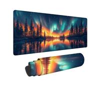 Tappetino Mouse Bianco Tappetino Mouse XXL 800x300 mm, Mousepad Aurora Sottomano Scrivania con Base in Gomma Antiscivolo, Impermeabile Tappeto Scrivania con Bordi Cuciti per Laptop, Regalo -hjw2601K4