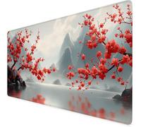 Tappetino Mouse Bianco, Tappetino Mouse XXL 900 x 400mm, Impermeabile paesaggio Mousepad con Base in Gomma Antiscivolo e Bordi Cuciti Design, Accessori Scrivania per Giocatore/Desktop/Ufficio F1-497