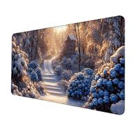 Tappetino Mouse Bianco Tappetino Scrivania Grande 1000 x 500 mm, Mousepad Inverno Sottomano Scrivania con Bordi Cuciti, Impermeabile Mousepad Base in Gomma Antiscivolo per PC, Laptop -hjw2506VC
