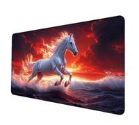 Tappetino Mouse Bianco Tappetino Scrivania Grande 1000 x 500mm, Mousepad Cavallo Sottomano Scrivania con Bordi Cuciti, Impermeabile Mousepad Base in Gomma Antiscivolo per PC, Laptop, Gaming -hjw2506HP