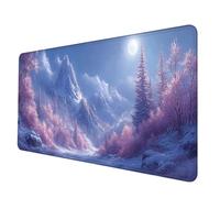 Tappetino Mouse Bianco Tappetino Scrivania Grande 800 x 300 x 3 mm, Mousepad Paesaggio Sottomano Scrivania con Bordi Cuciti, Impermeabile Mousepad Base in Gomma Antiscivolo per PC, Laptop -hjw2506EL