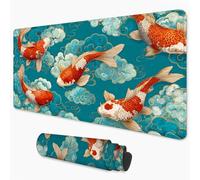 Tappetino Mouse Blu 500x250 mm xxl Grande Carpa koi Tappetino Mouse Gaming Antiscivolo Sottomano Scrivania, Mouse pad Impermeabile con Bordi Cuciti Adatto a Casa, Ufficio e Sala Giochi 3Y-1400